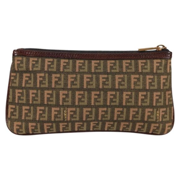 FENDI Zucchino Canvas Pouch Khaki Auth - Picture 3 of 16